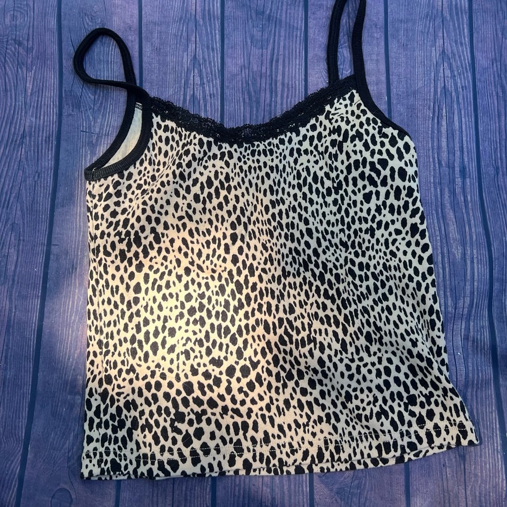 brandy melville john galt cheetah print lace crop tank top